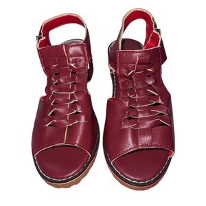 Women's Red Leather Sandals